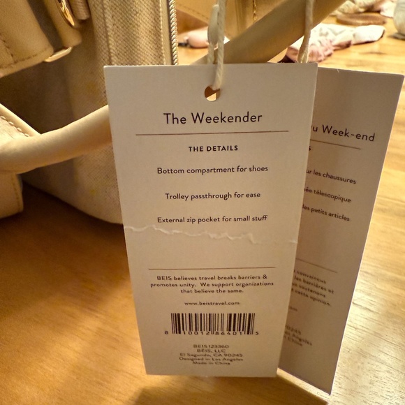NWT BEIS Weekender Bag in Beige - Picture 8 of 12